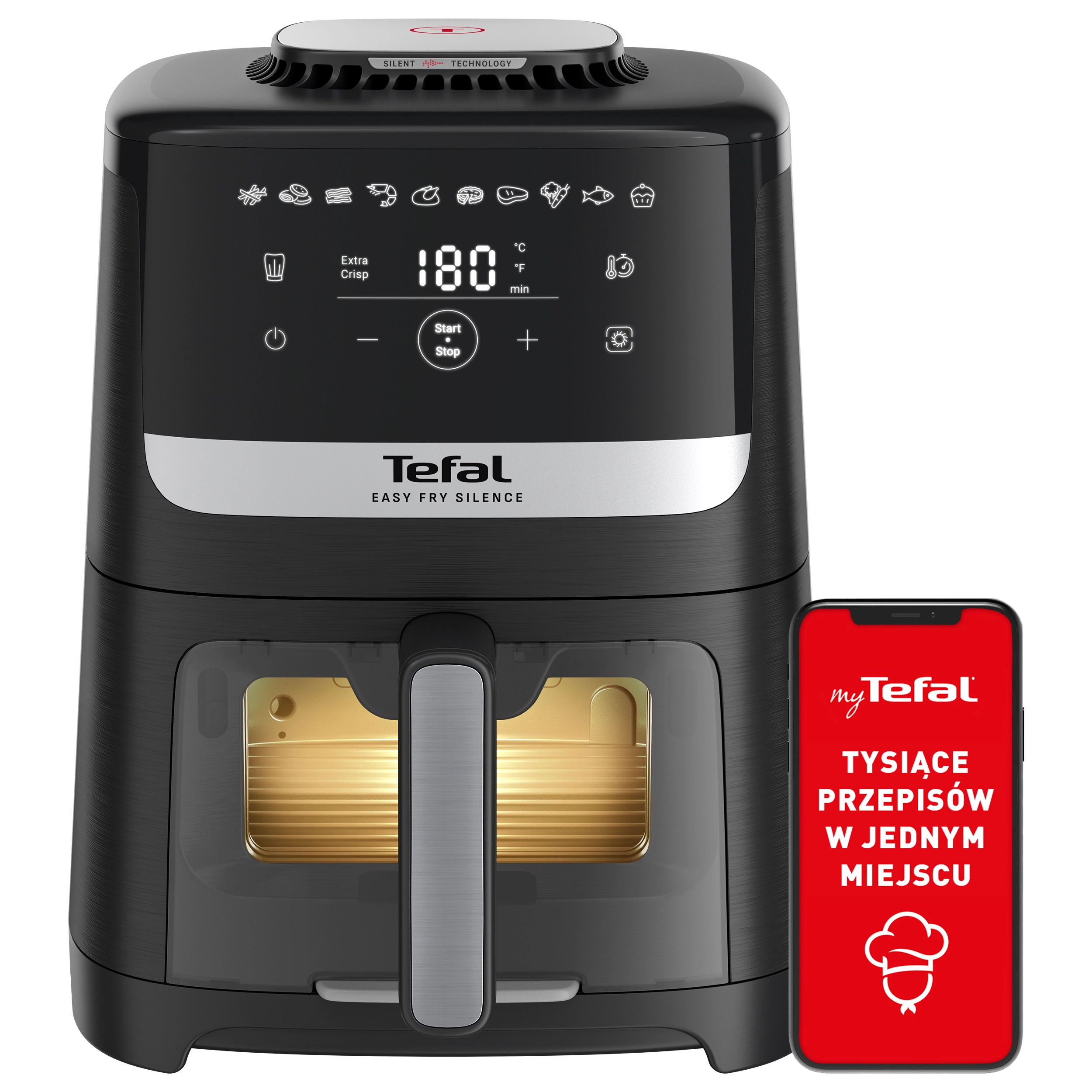 Air fryer Tefal Easy Fry Silence Vision XL EY5568 1670W 5l Aplikacja mobilna