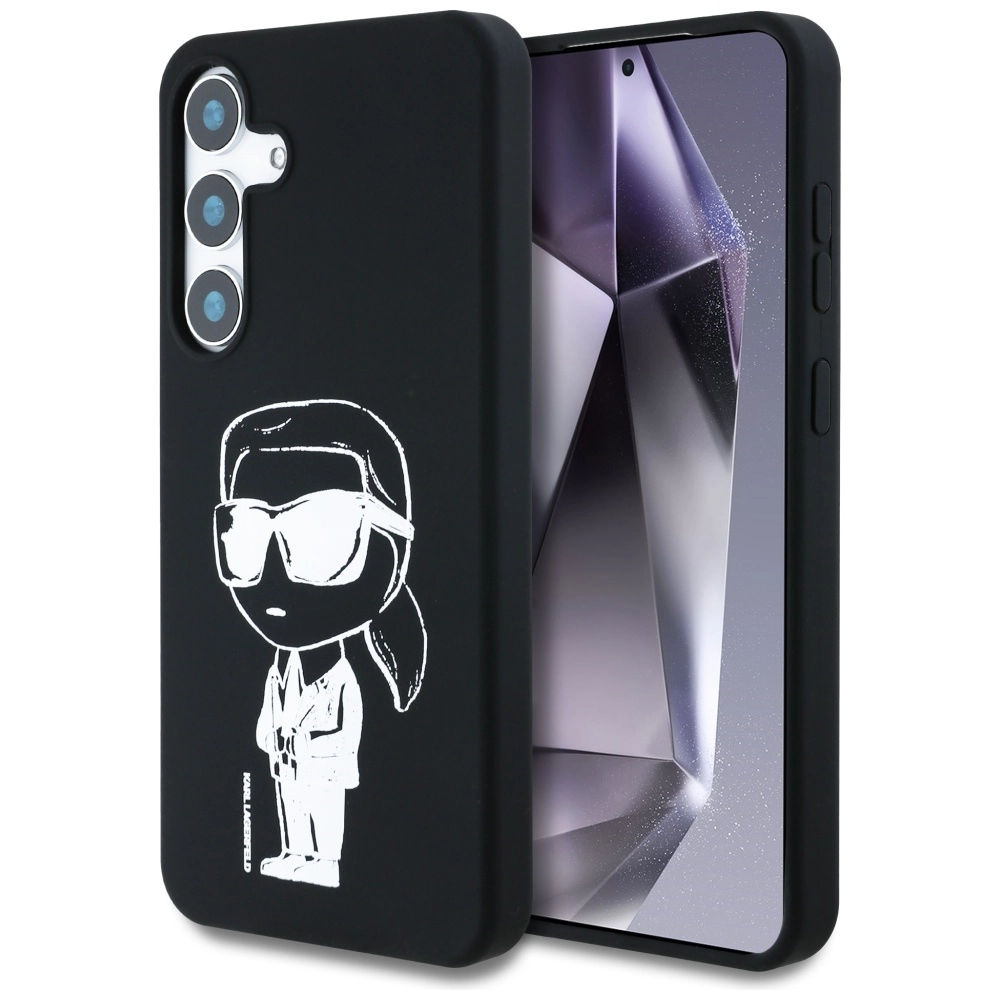Etui Karl Lagerfeld Silicone Graffiti Ikonik Printed Logo MagSafe do Galaxy S25 Czarny