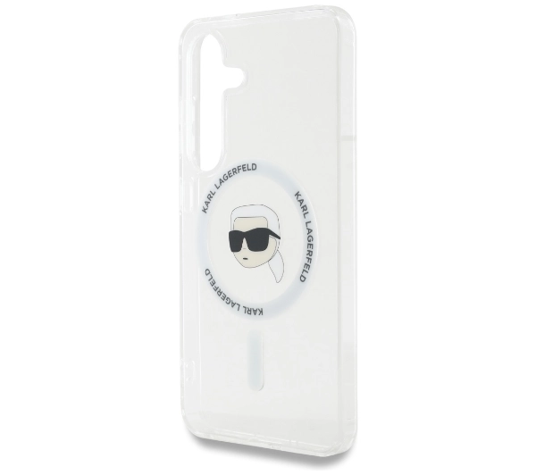 Karl Lagerfeld Button Karl Head Printed Logo MagSafe do Galaxy S25 Biały