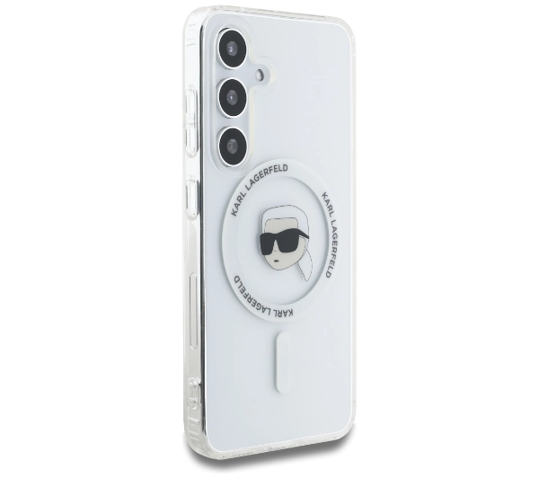 Karl Lagerfeld Button Karl Head Printed Logo MagSafe do Galaxy S25 Biały