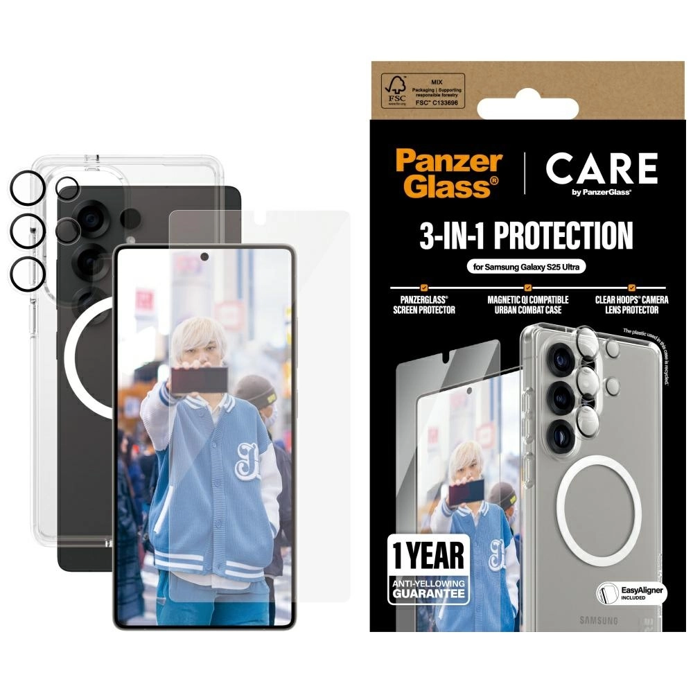 Etui PanzerGlass CARE by PanzerGlass Flagship 3w1 Etui+Szkło+Lens do Galaxy S25 Ultra