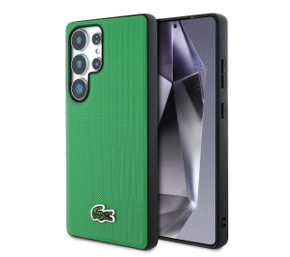 Lacoste Iconic Petit Pique Woven Logo MagSafe do Galaxy S25 Ultra Zielony