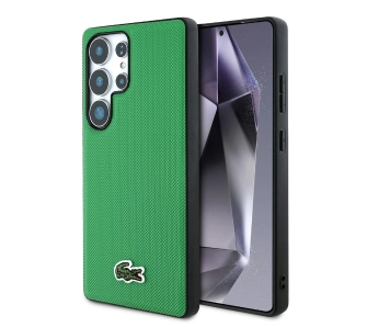 Etui Lacoste Iconic Petit Pique Woven Logo MagSafe do Galaxy S25 Ultra Zielony