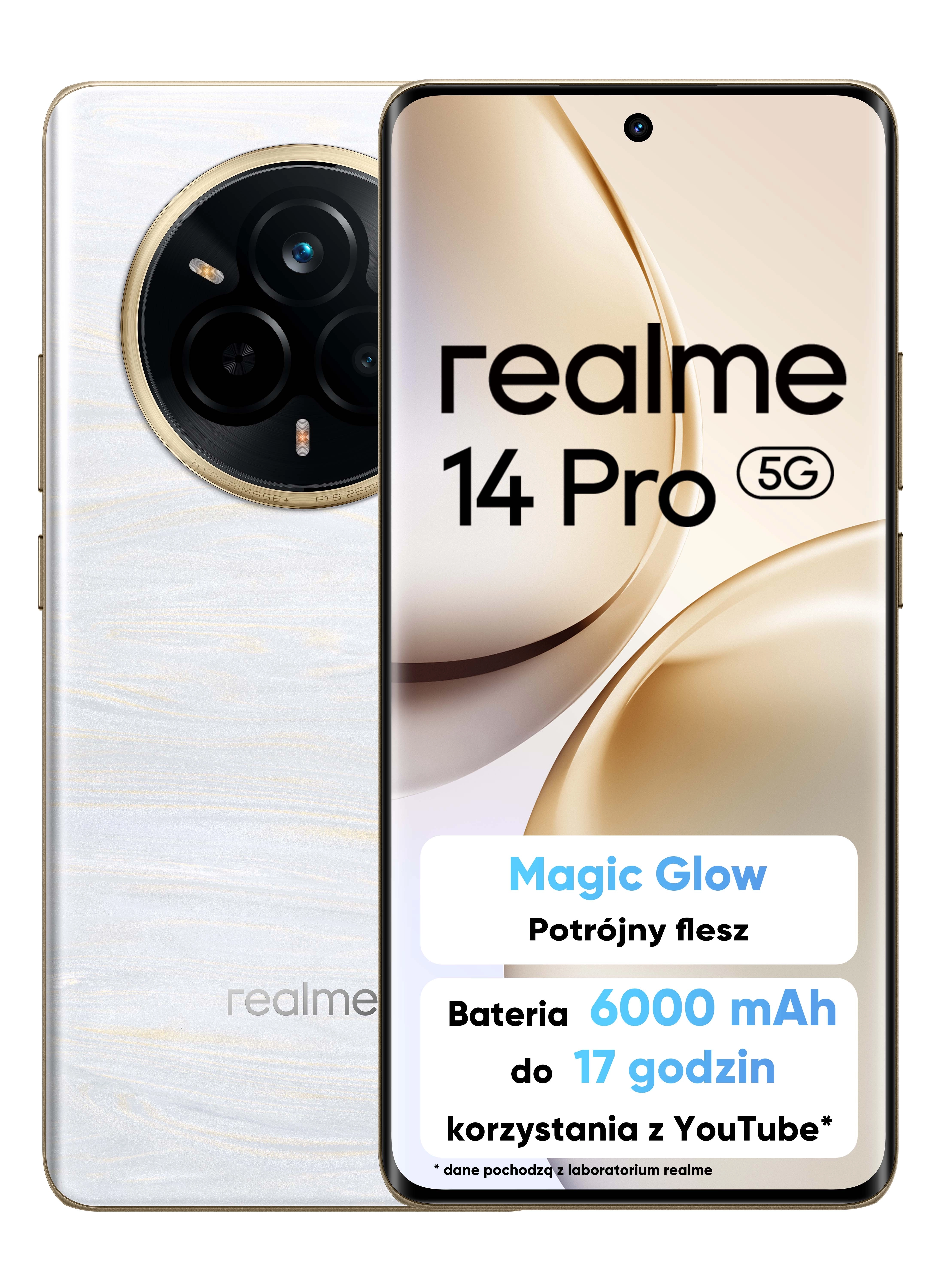 Smartfon realme 14 Pro 5G 12/512GB Funkcje AI 6,77" 120Hz 50Mpix Perłowy