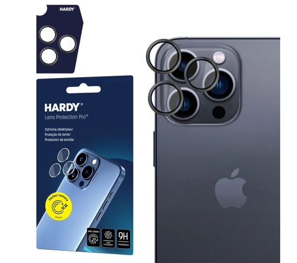 Szkło hartowane na obiektyw 3MK Hardy Lens Protection Pro do Apple iPhone 16 Pro/16 Pro Max Tytanowo-szary