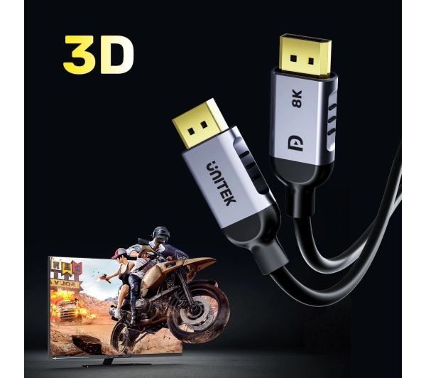 Unitek C1628GY01-1.5M 1.4 8K 60hz 4K 240hz HDR HDCP 2.3 DSC 1.2 1,5m Czarny