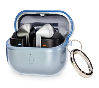 Bizon Elastyczne z karabińczykiem do Samsung Galaxy Buds 3/3 Pro Przezroczysto-niebieski