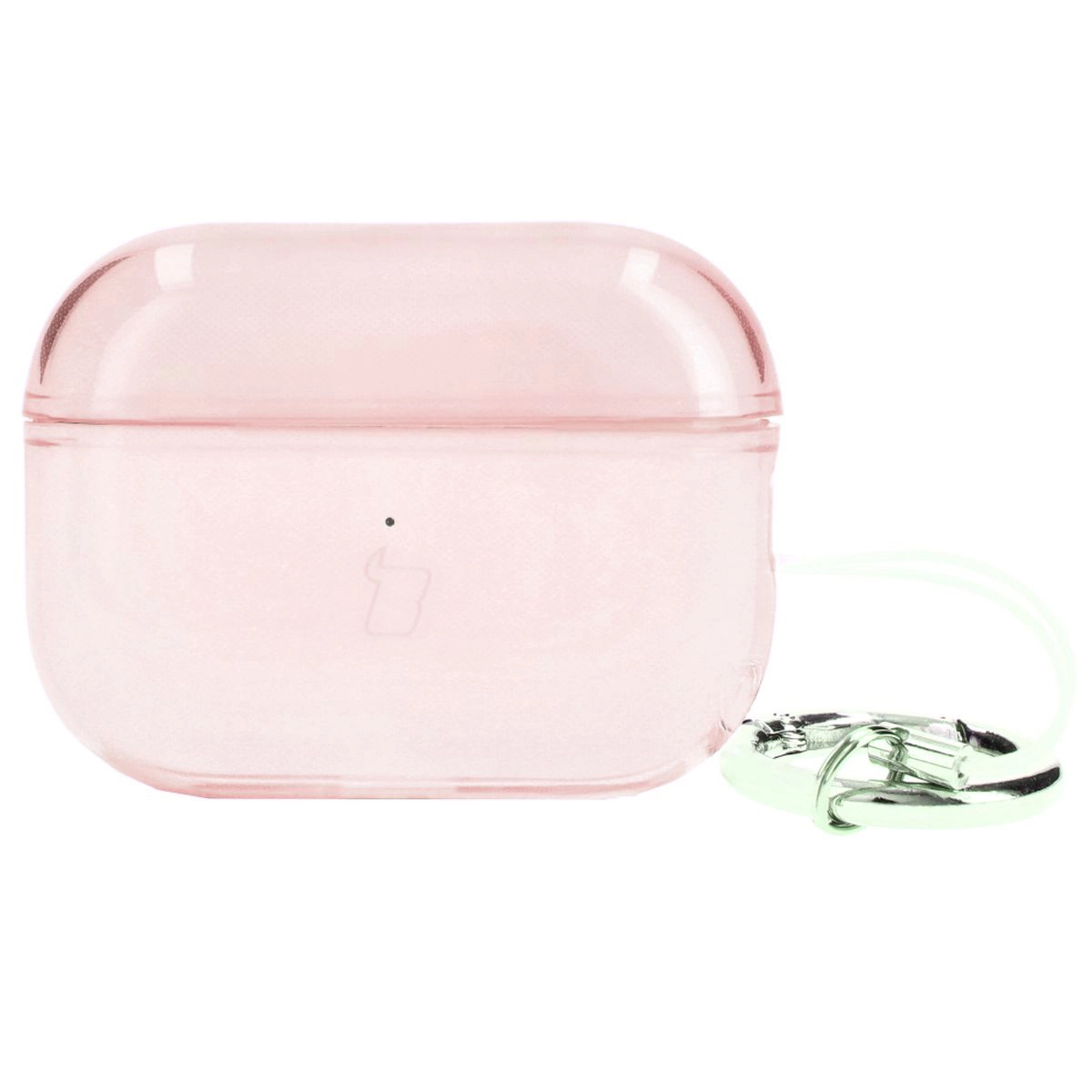 Etui na słuchawki Bizon Elastyczne z karabińczykiem do Airpods Pro 2 Przezroczysto-różowy