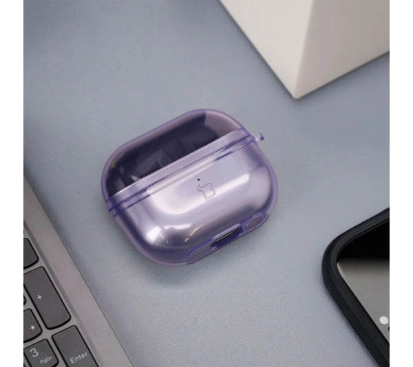 Bizon Elastyczne z karabińczykiem do Samsung Galaxy Buds 3/3 Pro Przezroczysto-fioletowy