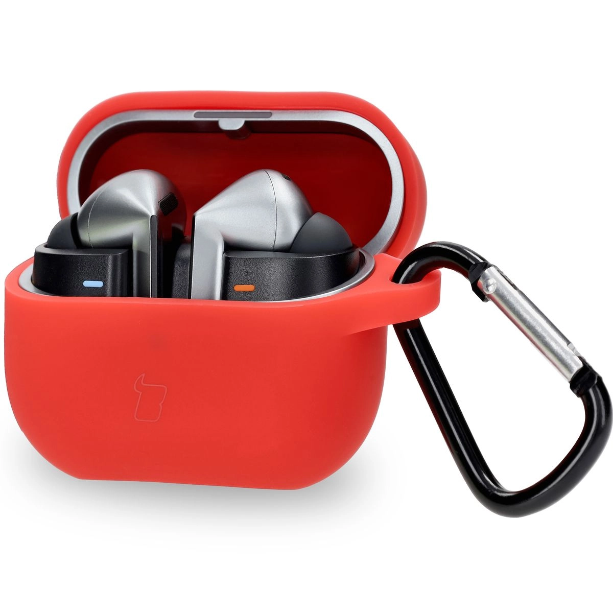 Etui na słuchawki Bizon Silikonowe z karabińczykiem do Samsung Galaxy Buds 3/3 Pro Czerwony