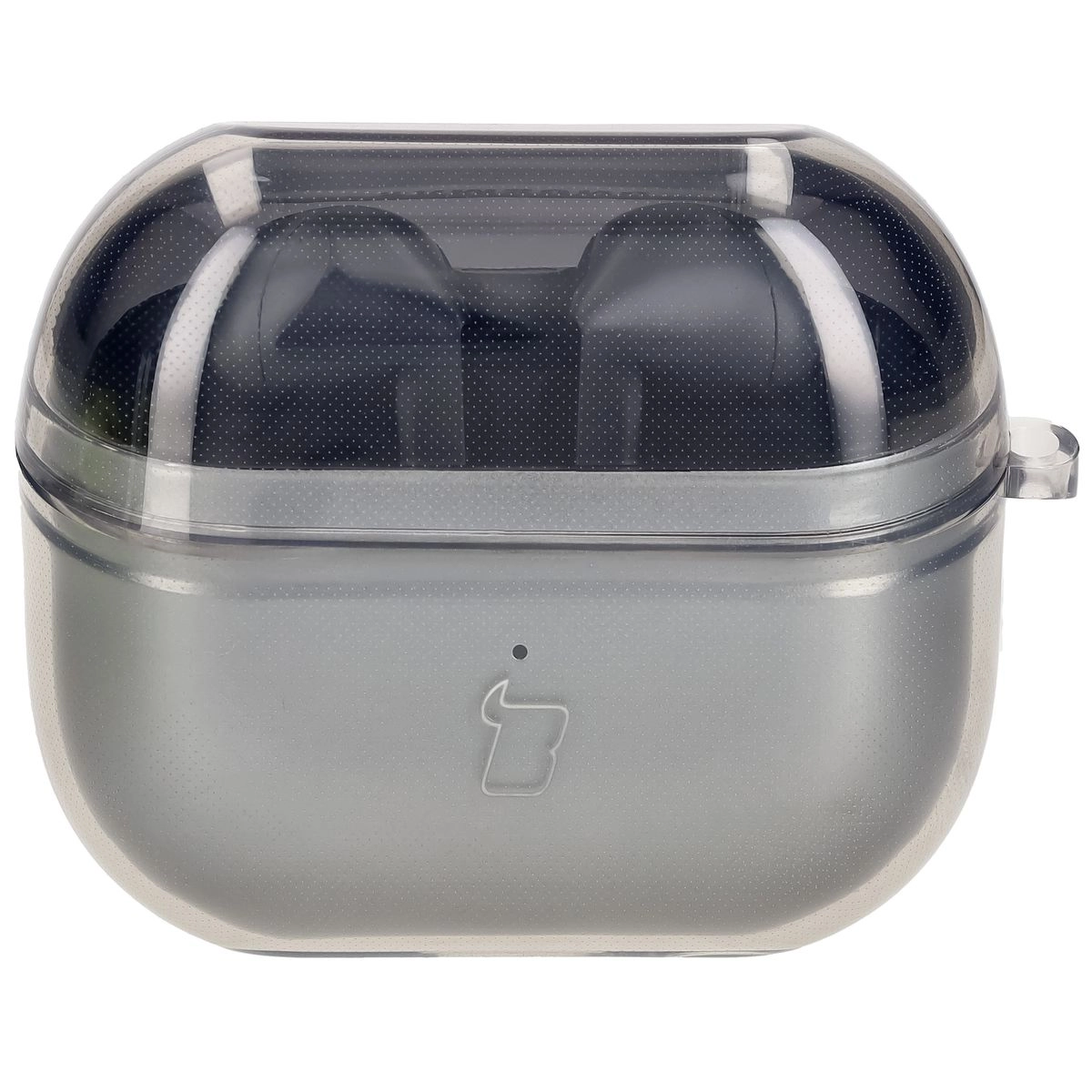 Etui na słuchawki Bizon Elastyczne z karabińczykiem do Samsung Galaxy Buds 3/3 Pro Przezroczysto-czarny