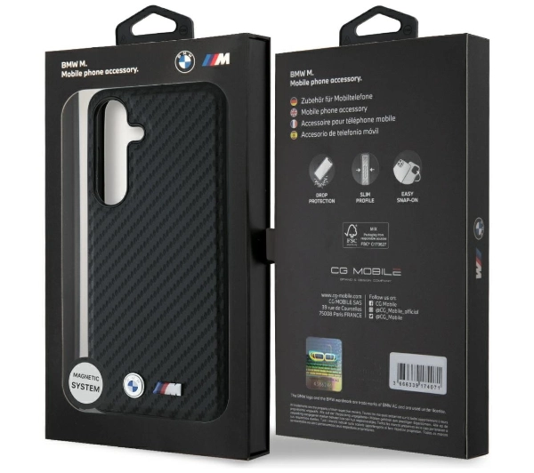 BMW Leather Carbon MagSafe do Galaxy S25 Plus Czarny