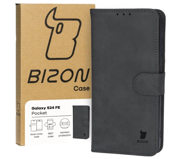 Bizon z klapką Pocket do Galaxy S24 FE Czarny