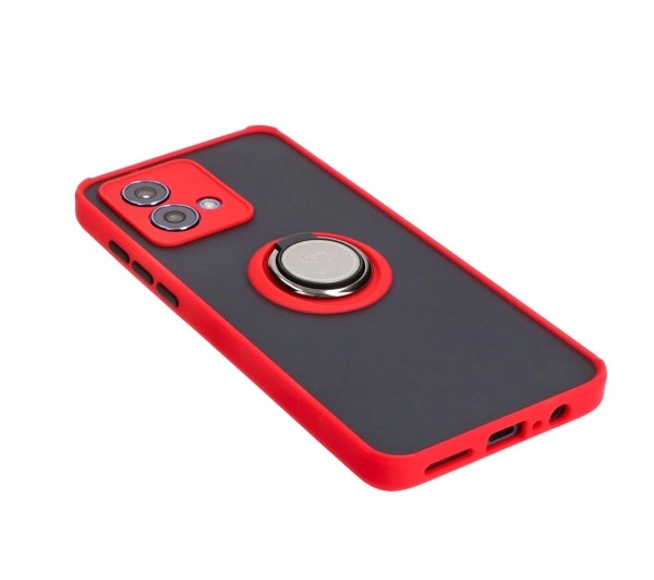 Bizon z uchwytem na palec Hybrid Ring do Motorola Moto G84 5G Przydymione z czerwoną ramką