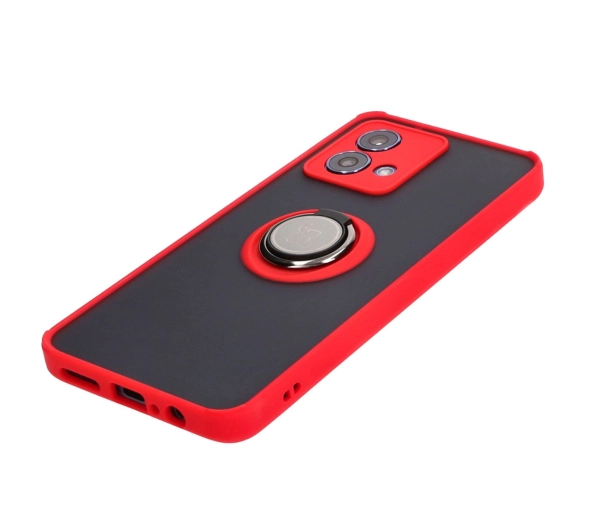 Bizon z uchwytem na palec Hybrid Ring do Motorola Moto G84 5G Przydymione z czerwoną ramką