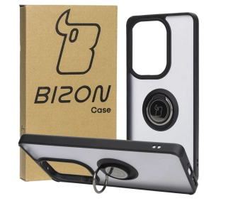 Bizon z uchwytem na palec Hybrid Ring do Xiaomi Poco M6 Pro 4G / Xiaomi Redmi Note 13 Pro 4G Przydymione z czarną ramką