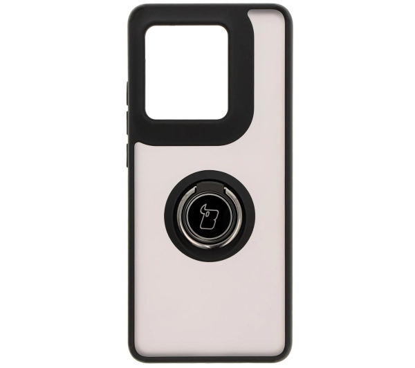 Bizon z uchwytem na palec Hybrid Ring do Motorola Edge 50 Ultra Przydymione z czarną ramką
