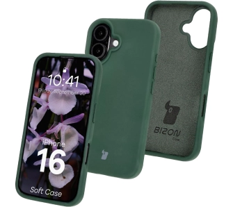 Etui Bizon Silikonowe Soft do iPhone 16 Ciemnozielony
