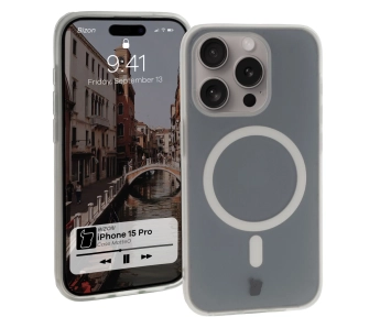 Etui Bizon MatteO z MagSafe do iPhone 15 Pro Półprzezroczyste