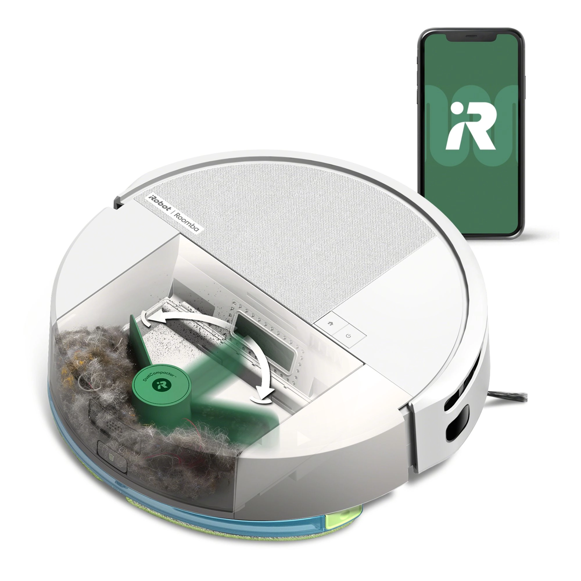 Robot sprzątający iRobot Roomba 205 DustCompactor Combo Funkcja mopowania Tworzenie mapy pomieszczenia 63dB Biały