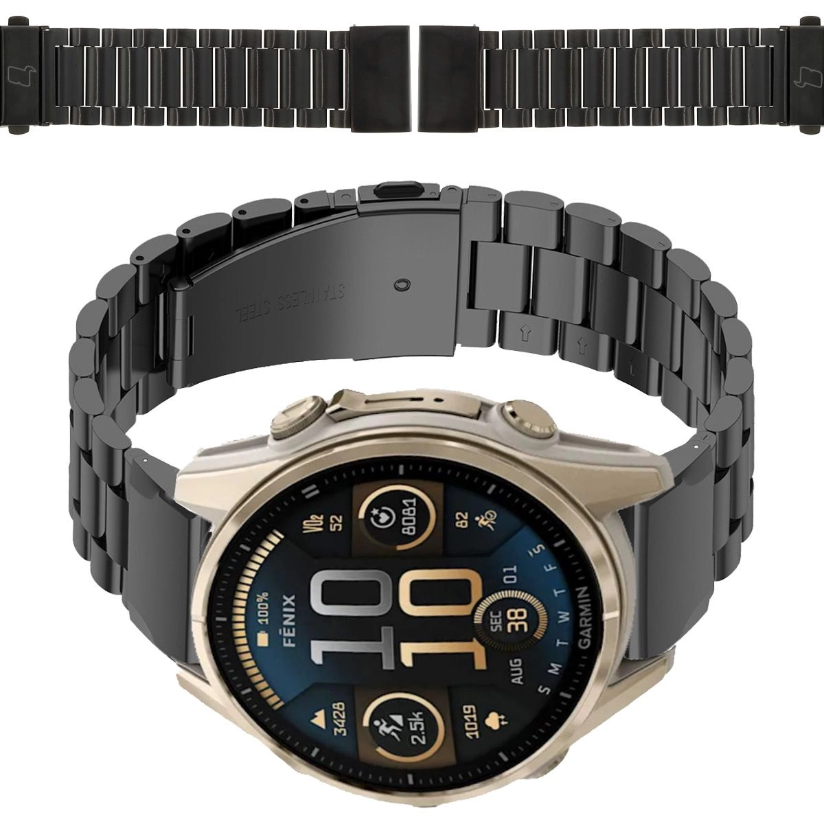 Bransoleta Bizon ze stali nierdzewnej Aura QuickFit 20mm Czarny