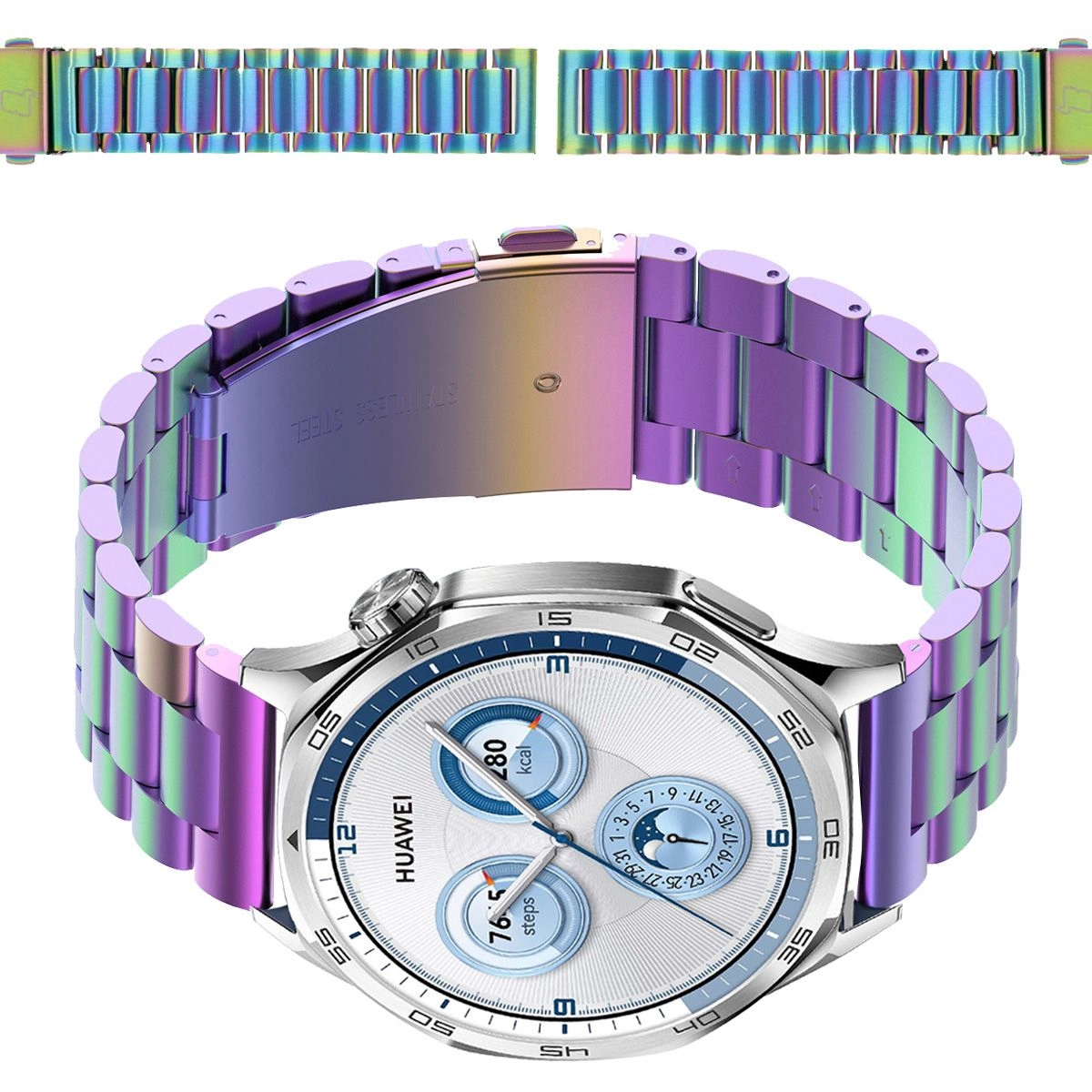 Bransoleta Bizon ze stali nierdzewnej Aura QuickRelease 22mm Tęczowy