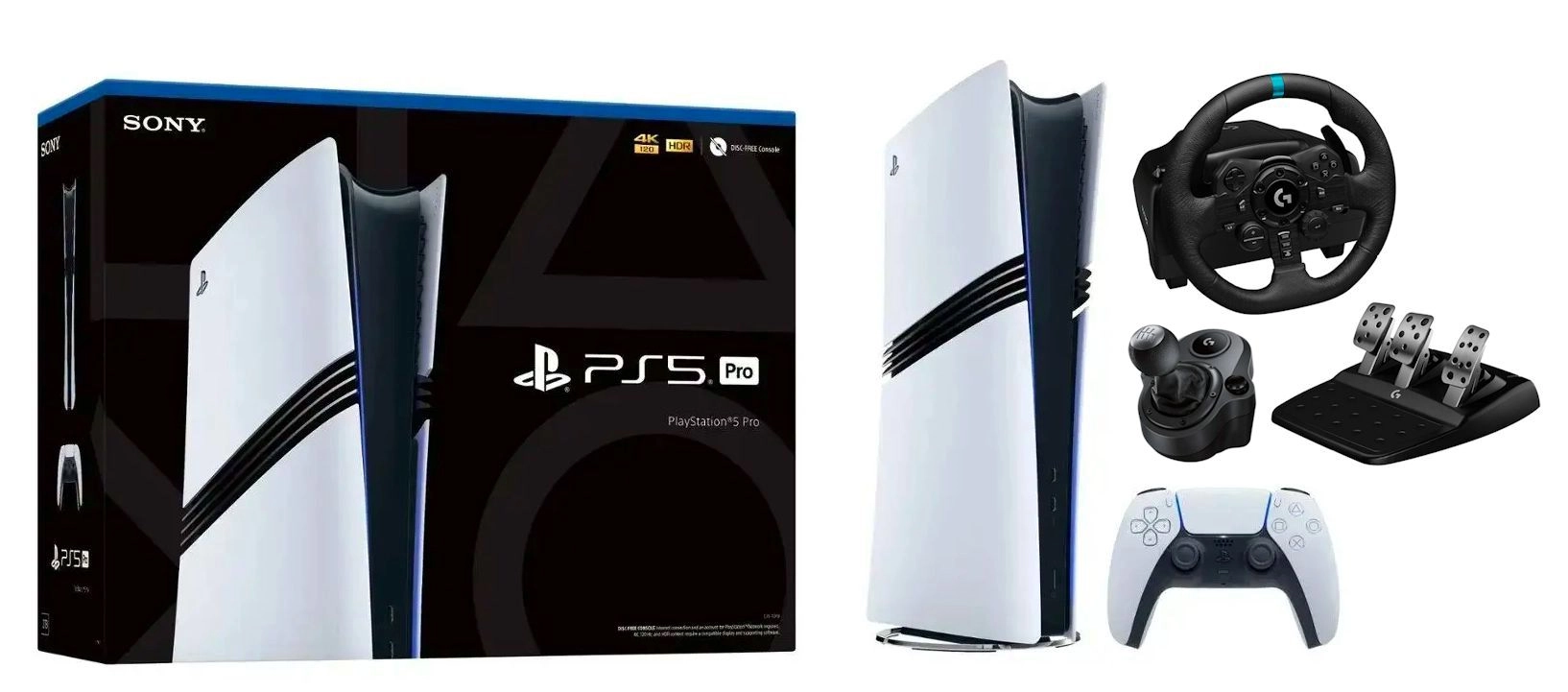 Konsola Sony PlayStation 5 Pro (PS5) 2TB + Kierownica Logitech G923 + Skrzynia biegów Driving Force