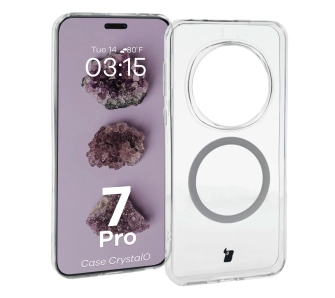 Etui Bizon CrystalO z MagSafe do Honor Magic7 Pro Przezroczyste