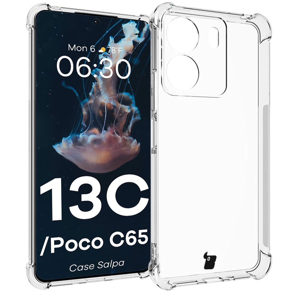 Etui Bizon Elastyczne Salpa do Xiaomi Redmi 13C / Poco C65 Przezroczysty