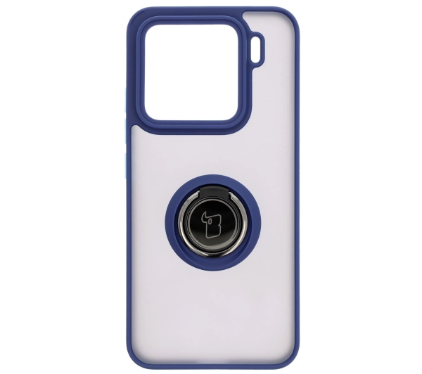 Bizon z uchwytem na palec Hybrid Ring do Xiaomi 15 Przydymione z granatową ramką