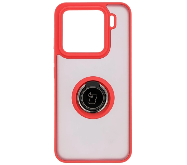 Bizon z uchwytem na palec Hybrid Ring do Xiaomi 15 Przydymione z czerwoną ramką