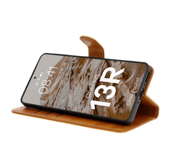 Bizon z klapką Pocket do OnePlus 13R Brązowy
