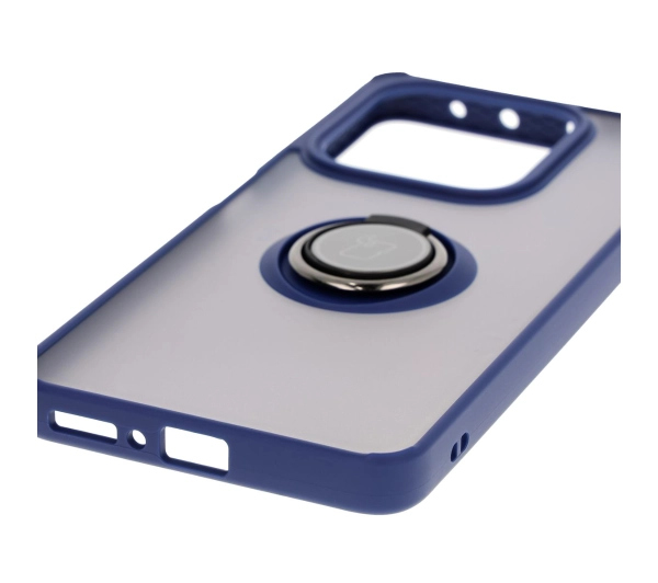 Bizon z uchwytem na palec Hybrid Ring do Xiaomi Redmi Note 14 5G Przydymione z granatową ramką