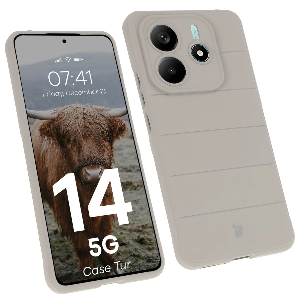 Etui Bizon Tur do Xiaomi Redmi Note 14 5G Jasnoszary