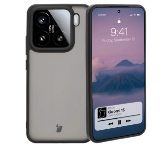 Etui Bizon Angelo do Xiaomi 15 Przydymione z czarną ramką