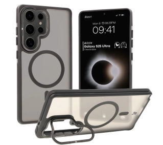 Bizon Eclipse z MagSafe i podstawką do Galaxy S25 Ultra Przydymione z czarną ramką