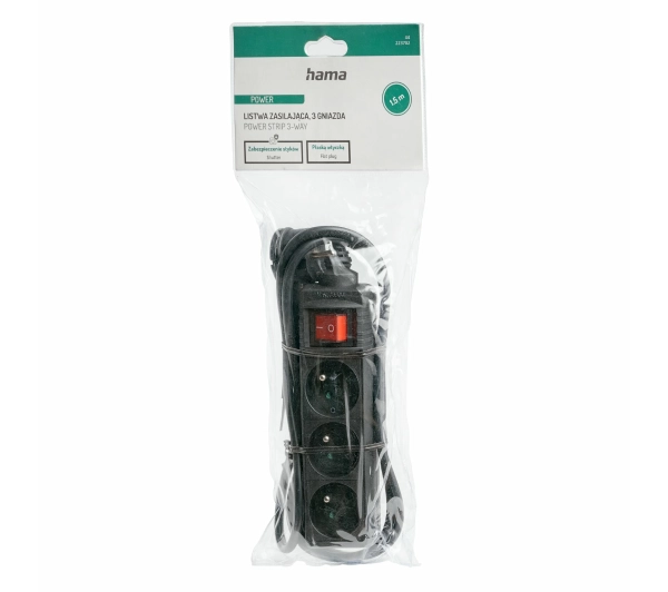 Hama 44223702 Standard 3 gniazda 1,5m Czarny