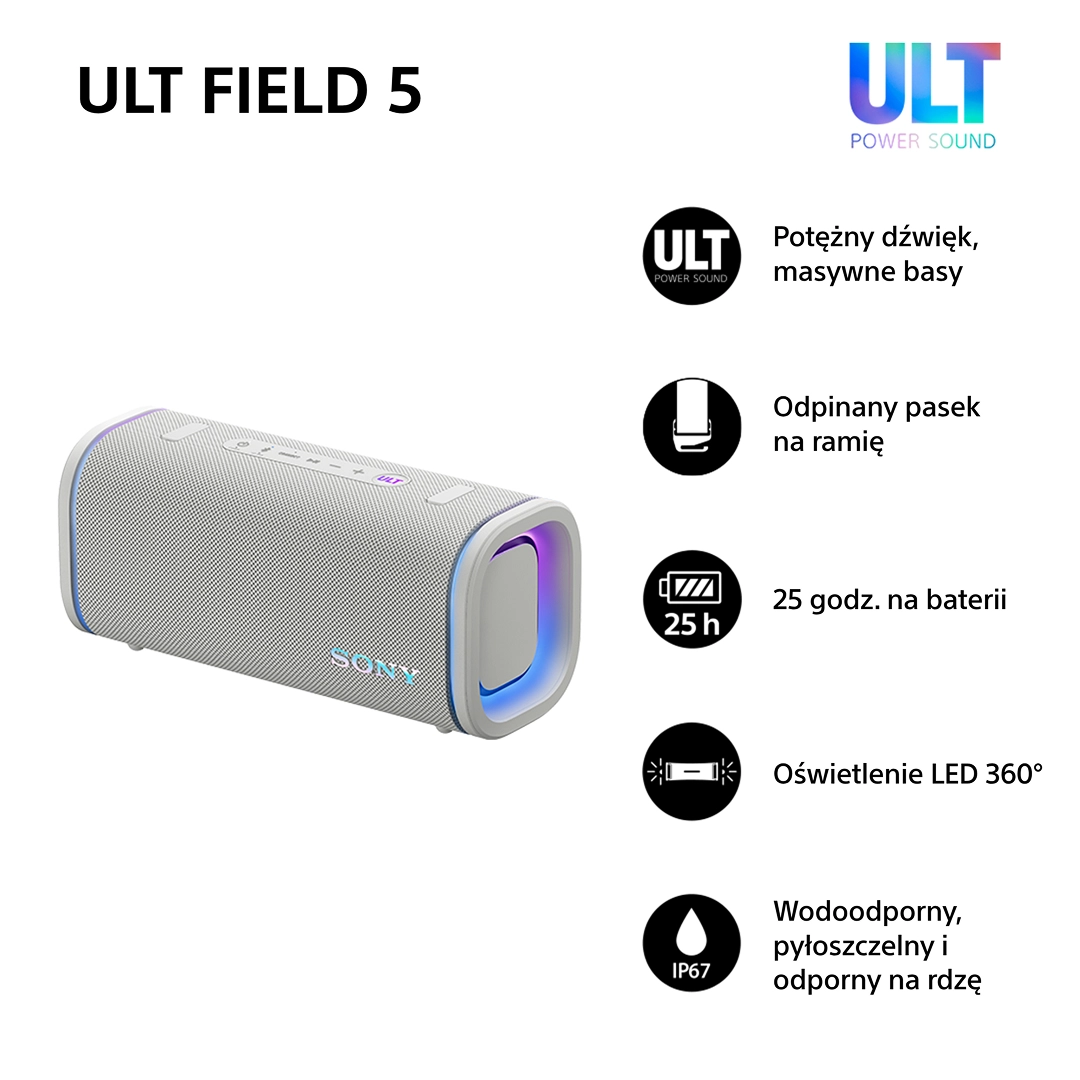Głośnik Bluetooth Sony ULT Field 5 SRS-ULT50W Biały