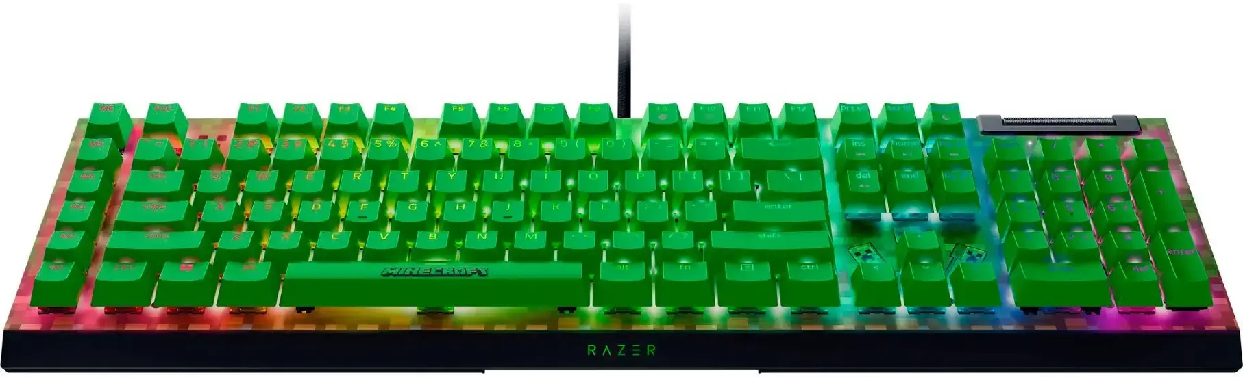 Minecraft Razor Keyboard Klawiatura mechaniczna Razer BlackWidow V4 X Minecraft Edition Zielony ...