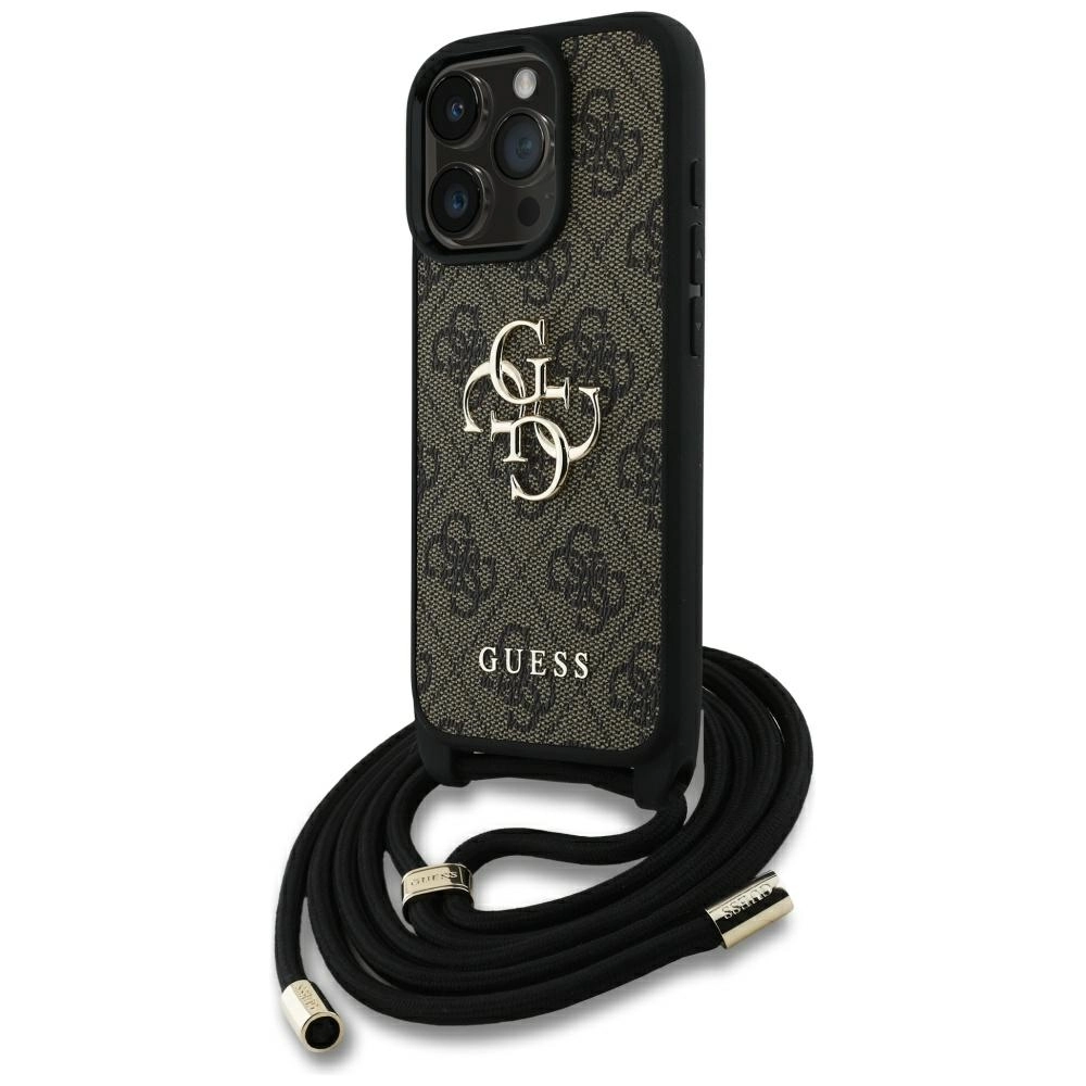 Etui Guess 4G Big Logo Cord Stap Crossbody do iPhone 16 Pro Max Brązowy
