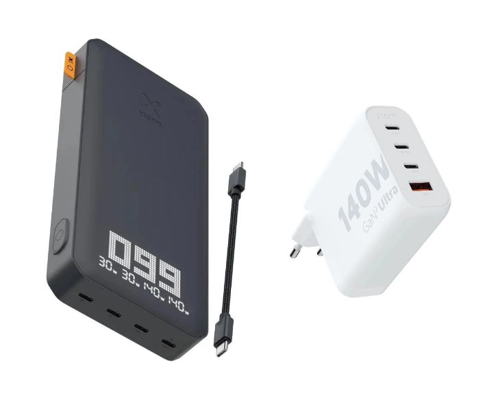Powerbank Xtorm XB403 Titan Ultra 27000mAh 200W Czarny + Ładowarka XEC140 GaN2 Ultra 140W Biały