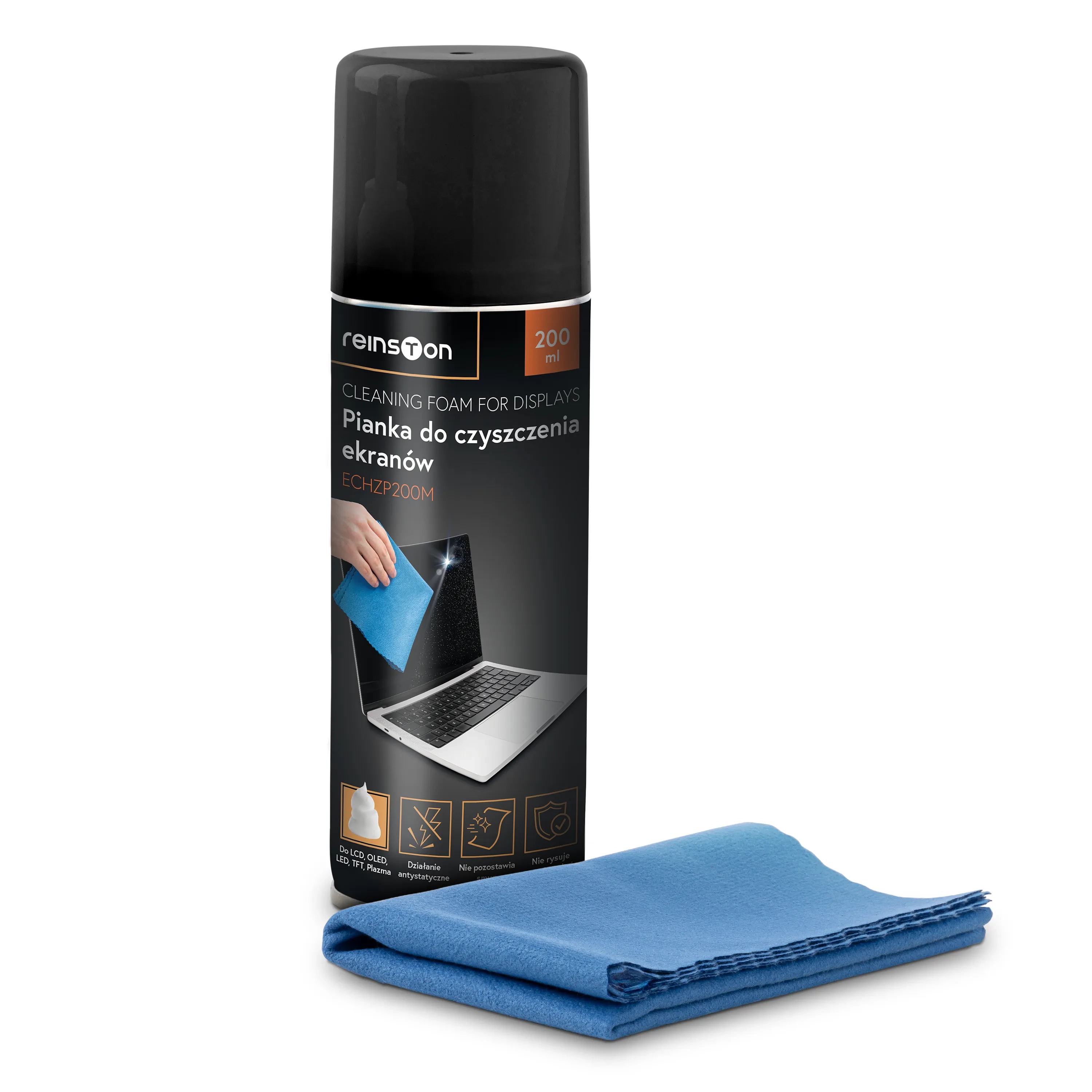 Zestaw do czyszczenia ekranu Reinston ECHZP200M Pianka 200ml + mikrofibra