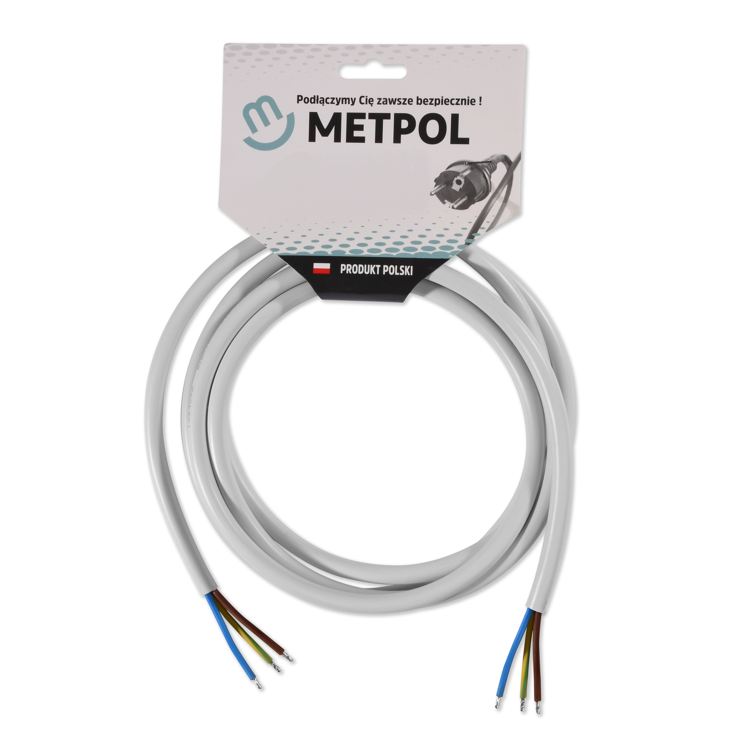 Kabel zasilający Metpol 3x2,5 dł. 3 m (H05VV-F 3G2,5 L-3000 art. 1351699/2032)