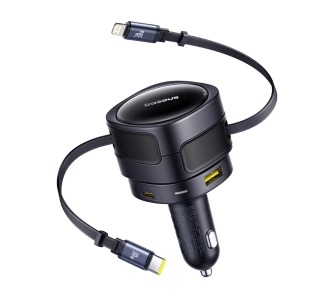 Ładowarka samochodowa Baseus USB-C USB 90W + kabel USB-C Lightning Czarny