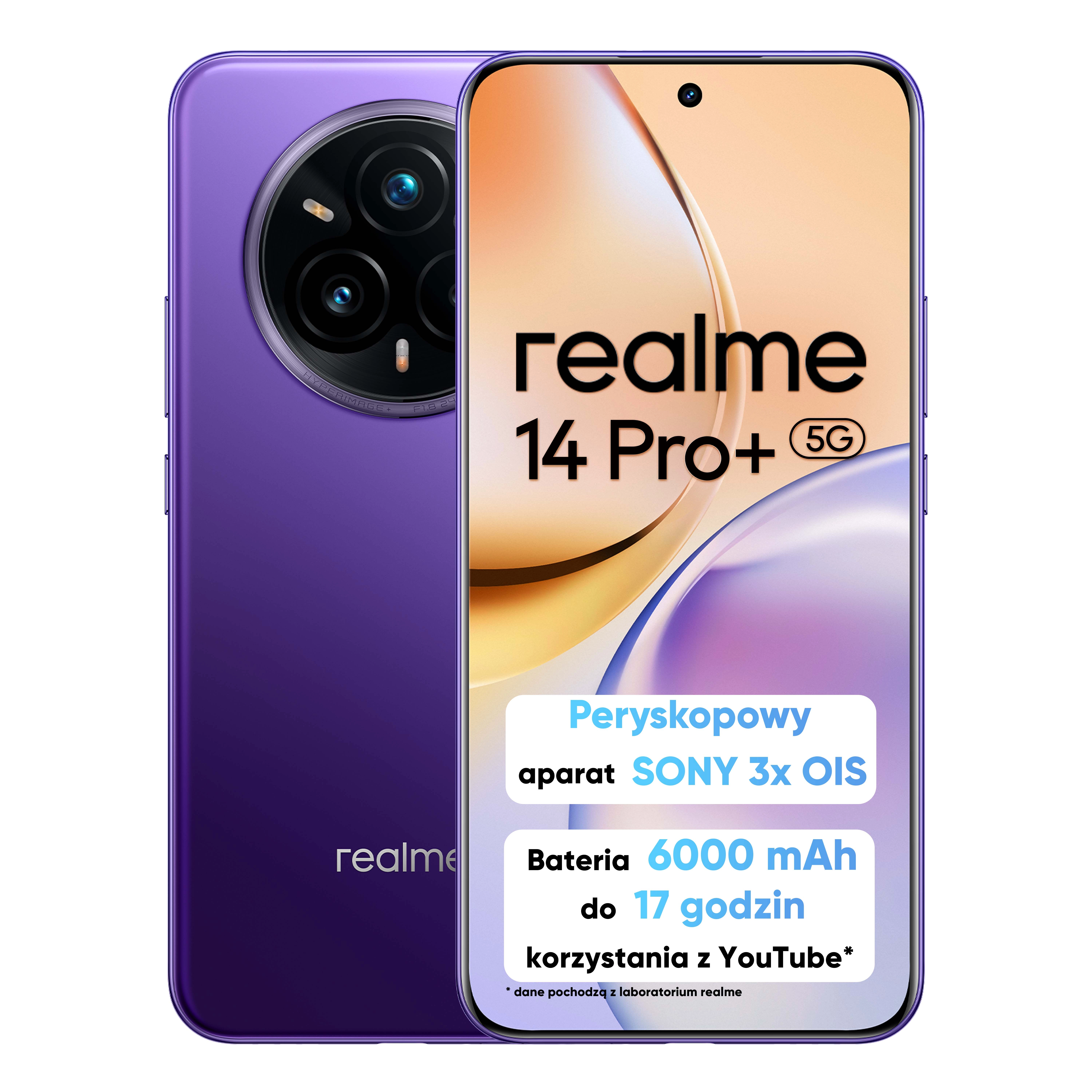 Smartfon realme 14 Pro+ 5G 12/512GB 6,83" 120Hz 50Mpix Fioletowy