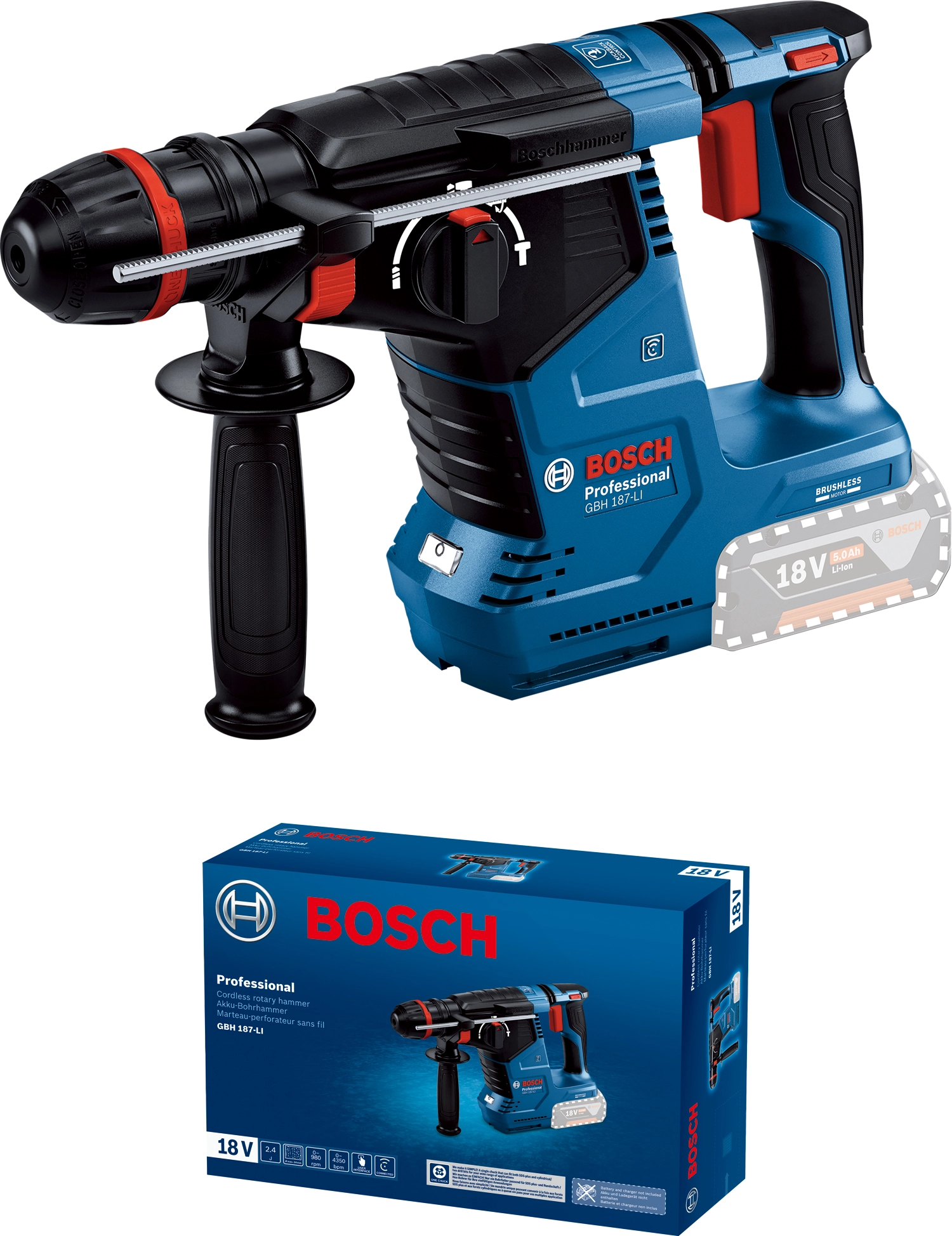 Młot udarowo-obrotowy Bosch Professional GBH 187-LI 0 611 923 120