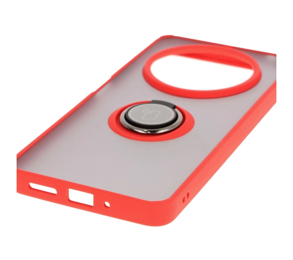 Bizon z uchwytem na palec Hybrid Ring do Xiaomi Redmi 14C 4G/POCO C75 przydymione z Czerwoną ramką