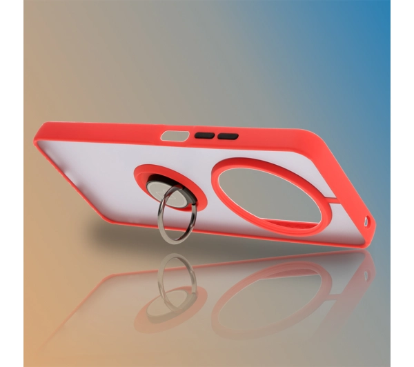 Bizon z uchwytem na palec Hybrid Ring do Xiaomi Redmi 14C 4G/POCO C75 przydymione z Czerwoną ramką