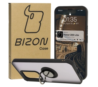 Bizon z uchwytem na palec Hybrid Ring do Honor 200 Lite przydymione z Czarną ramką