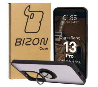 Bizon z uchwytem na palec Hybrid Ring do Oppo Reno13 Pro przydymione z Czarną ramką